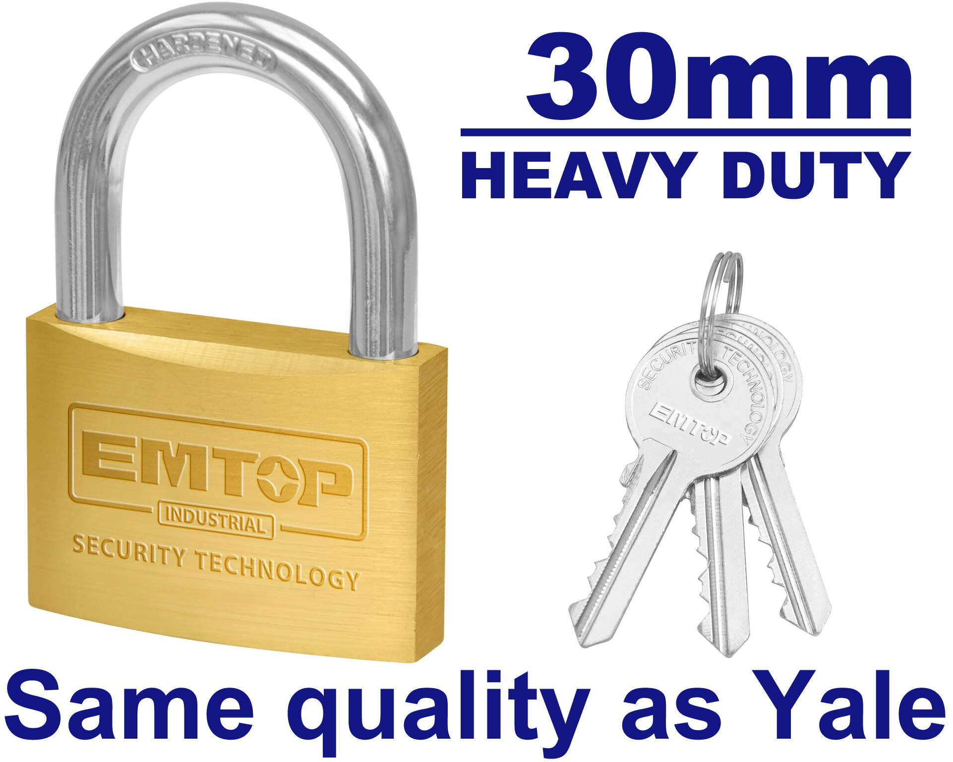 Emtop Brass Padlock 30mm With 3 Keys EPDKB2021