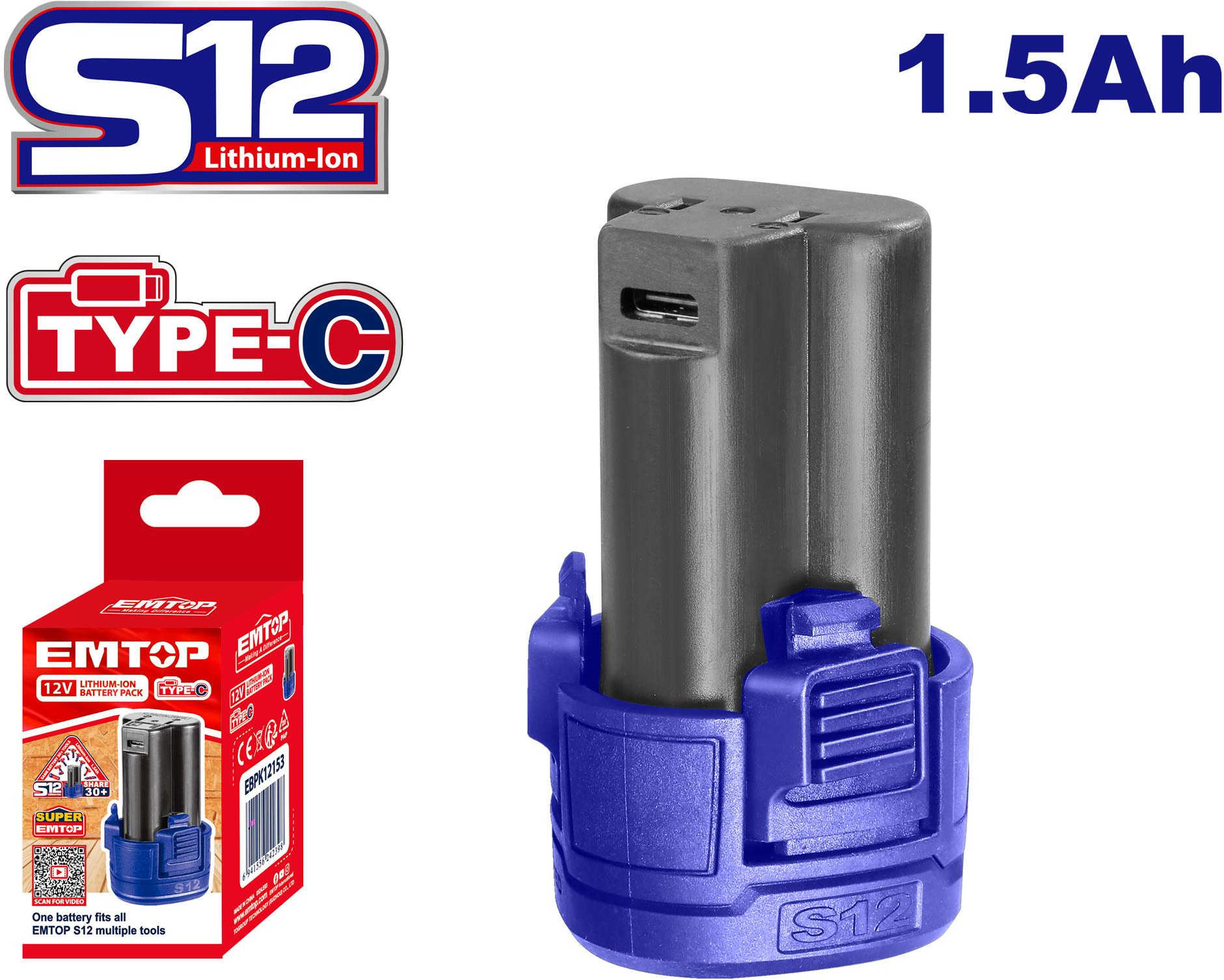 EMTOP Lithium-Ion Battery 12V 1.5A EBPK12153