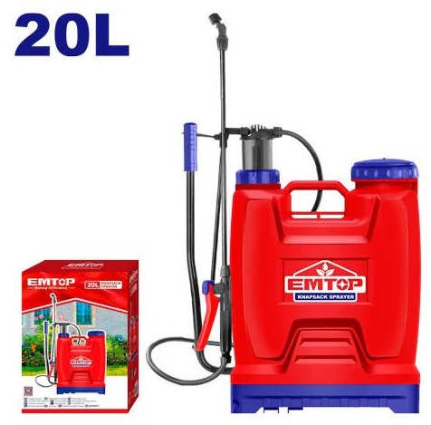 EMTOP Hand Pressure Sprayer 20L 4.5 bar with Fine Spray Nozzle Hose Length 1.2m ESPP42002