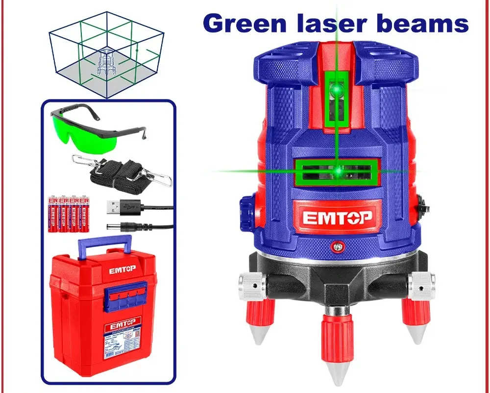 EMTOP Laser Level Green 0-30mm Range Accuracy 0.2mm Horizontal & Vertical ESLE53003