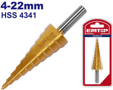 EMTOP Metal Drill Bit 4 - 22mm Titanium Coated ESDL42203