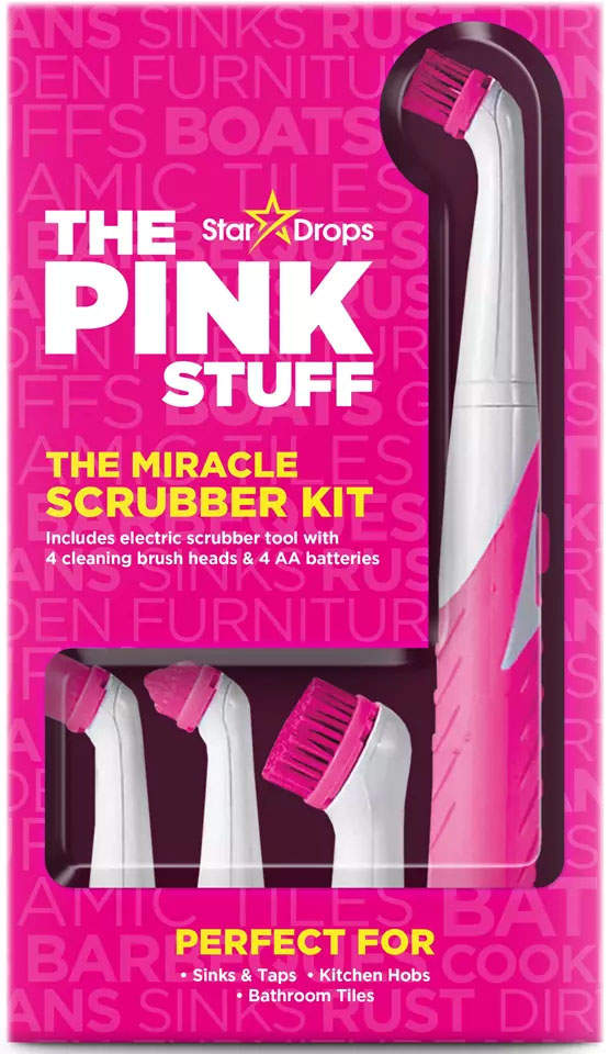 The Pink Stuff Stardrops The Miracle Scrubber Kit 4 Cleaning Brush Heads 5060033822975