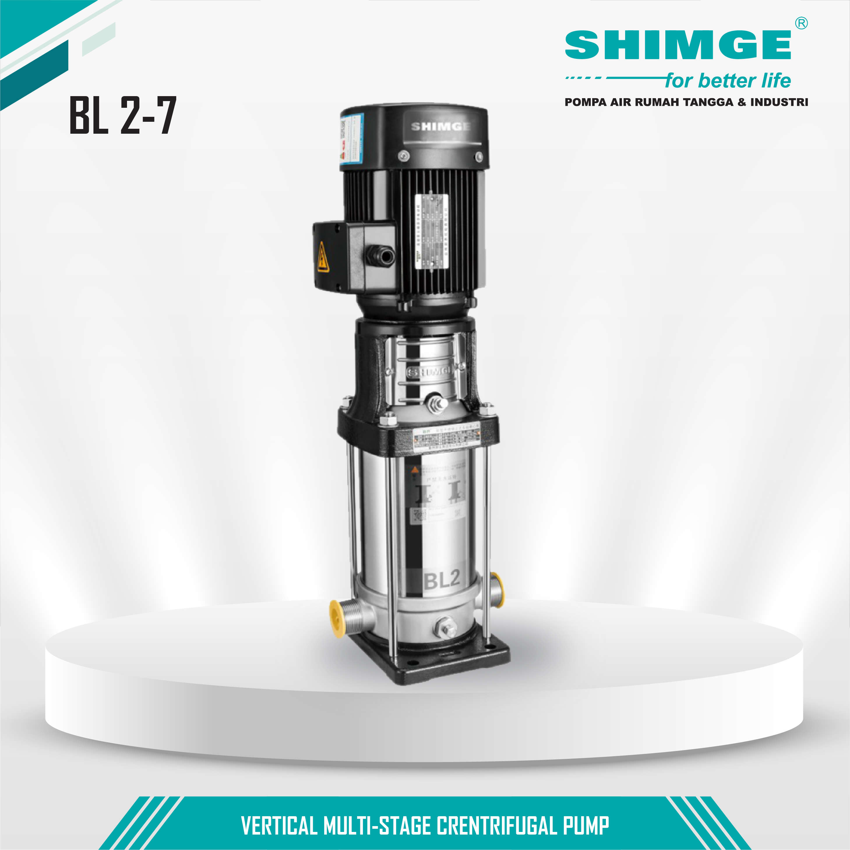 Shimge BL2-15 Vertical Multistage Centrifugal Pump Corded Electric 3-phase 1500W 2 HP 2 m³/h BL2-15-1.5(380V/50HZ)