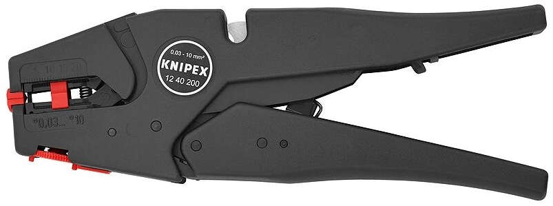 KNIPEX Wire Stripper 200mm, Capacity 0.03–10mm² (AWG 32–8) 12 40 200 SB