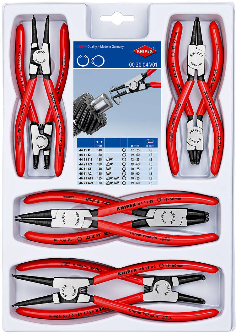 KNIPEX Set of Circlip Pliers 8 Pcs, Multi-size 00 20 04 V01