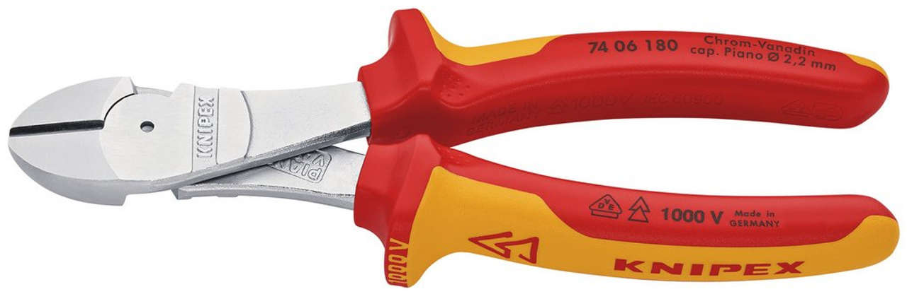 KNIPEX High Leverage Insulated Diagonal Cutter 200mm 74 06 180 SB