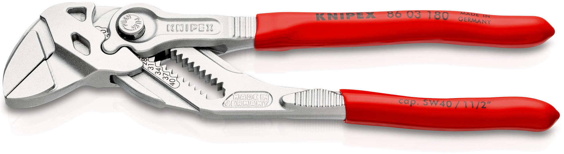 KNIPEX SB Pliers Wrench 180mm, Jaw capacity 40mm 86 03 180 SB
