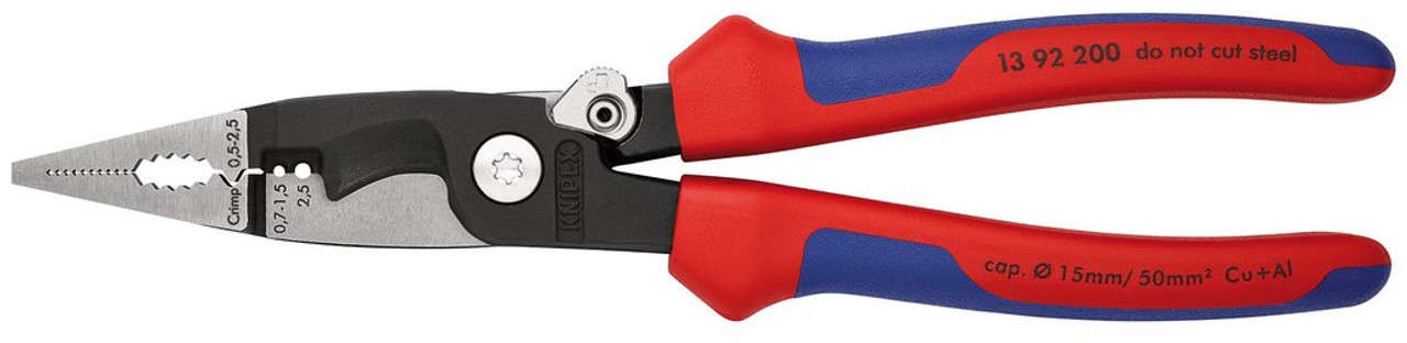 KNIPEX Multi-Functional Insulated Pliers 200mm, Cutting Diameter Up To 15mm 13 92 200 SB