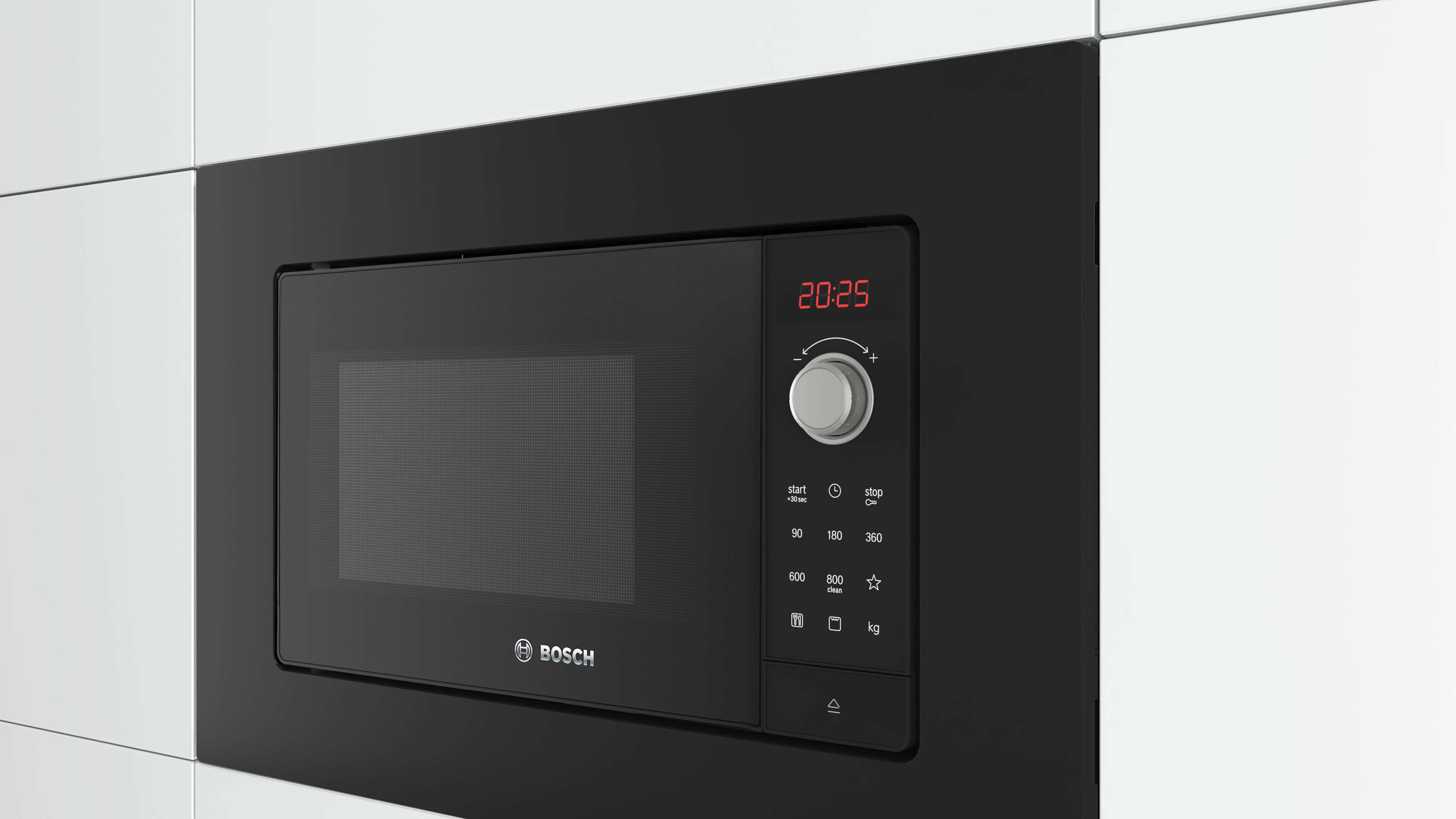 Bosch Serie 2 25L Built-in 800W Microwave Oven with 1kW Grill, AutoPilot 8, 38cm Niche Fit, Black BEL653MB3A
