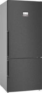 Bosch XXL 526 L NoFrost bottom-freezer fridge-freezer, 186 × 75 cm wide, brushed black stainless steel, TwinCooling with VitaFresh Plus humidity control drawers, LED lighting, Multi Air Flow, D energy efficiency KGN76AXDR