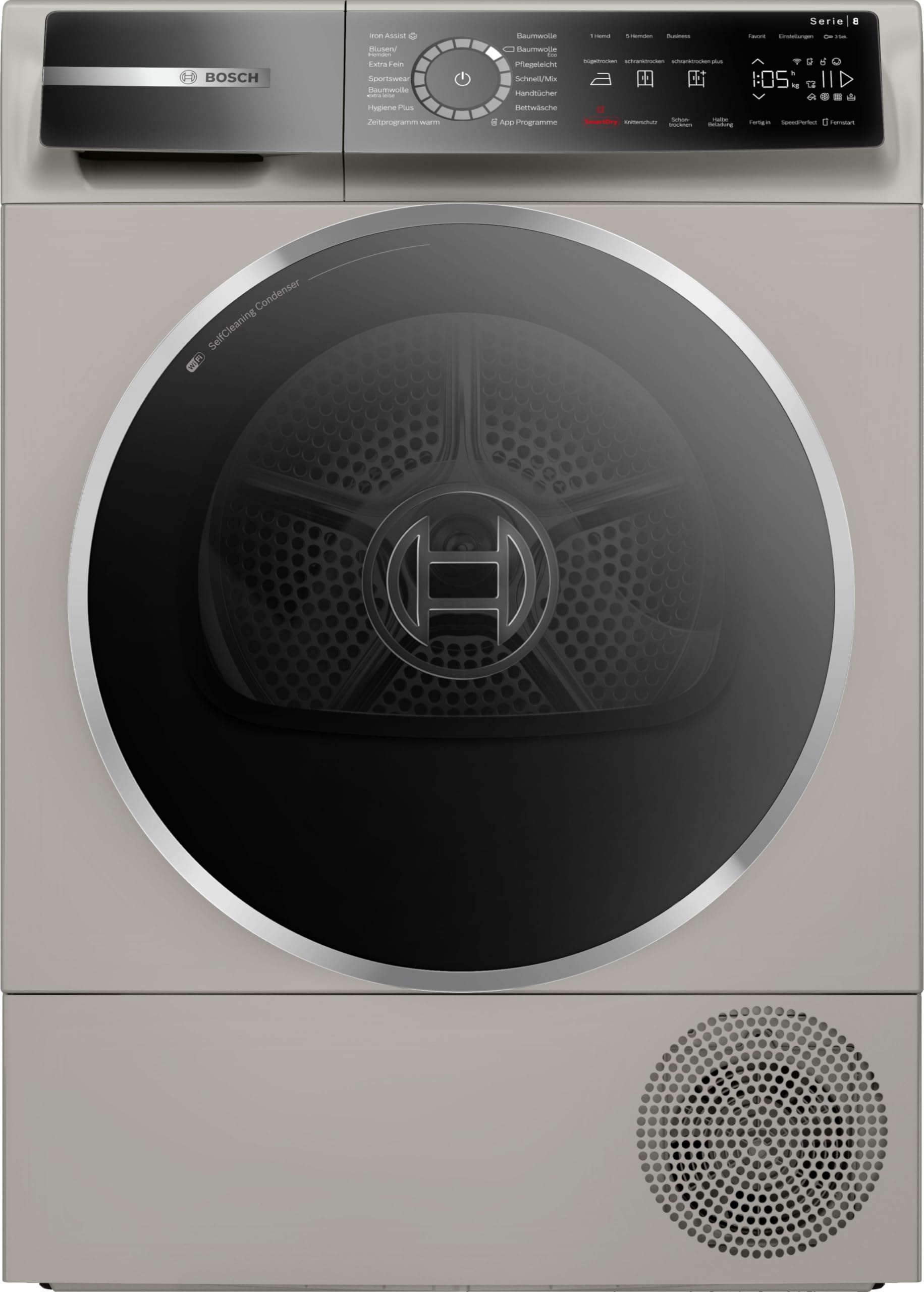 Bosch 9kg Freestanding Heat Pump Tumble Dryer, Front-Load, Silver, A+++ Energy Rated, AutoDry, Home Connect Smart WiFi, 14 Programs, Reversible Door, Drum Light, 58 dB WQB246CX0