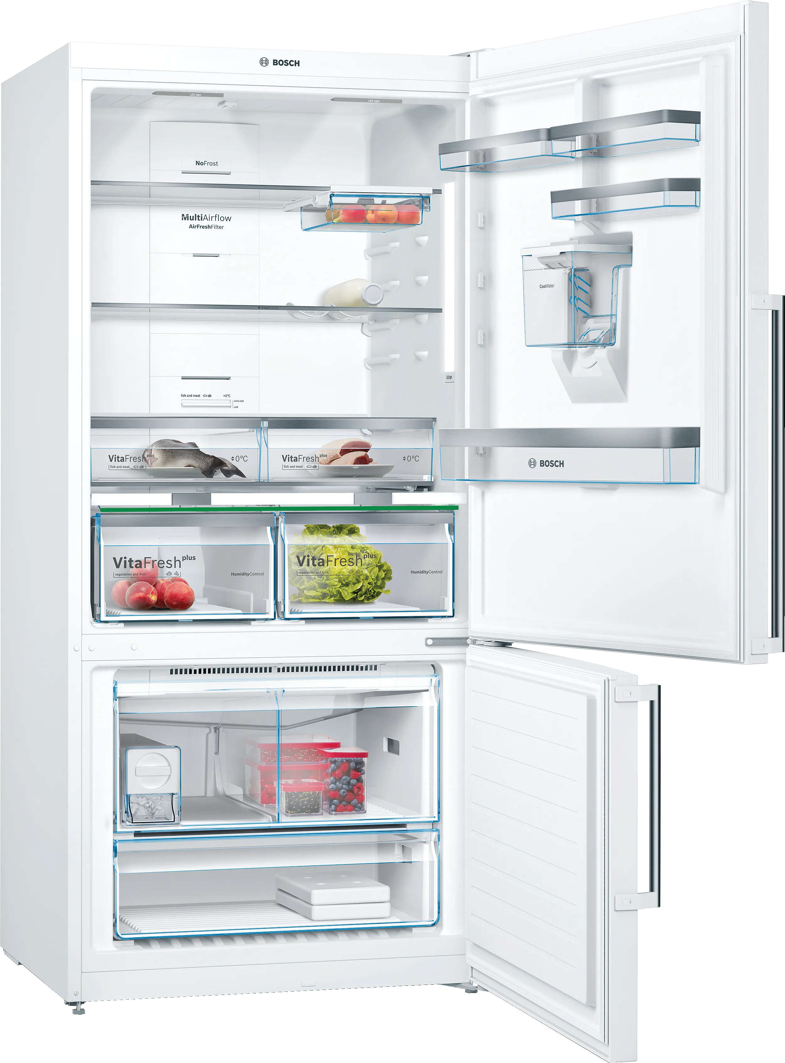 Bosch XXL free-standing fridge-freezer, bottom freezer, 186×86 cm, white, NoFrost, A++ energy class, approx. 619 L total capacity KGD86AW304