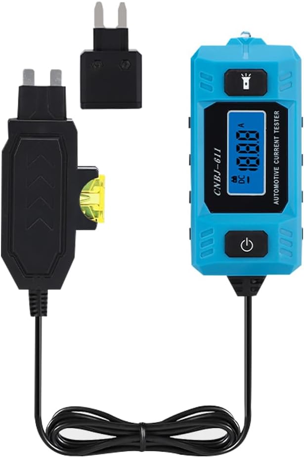 جهاز فحص تيار فيوزات السيارات، جهاز فحص الأعطال، شاشة LCD بإضاءة خلفية زرقاء مع إضاءة أمامية | CNBJ-611