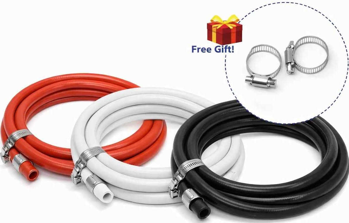 High Quality 1/4 Inch High Pressure Gas Hose, 1 Meter Length with Hose Clips (Free Gift), Available in Multiple Colors | SSLM009