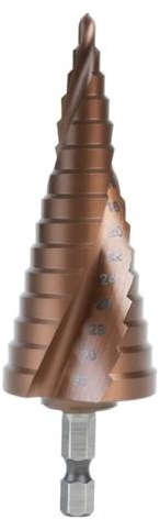 Deli Step drill bit for metal 4-32mm HSS M35 with spiral flute and 1/4" HEX shank DH-JTZ032-E3