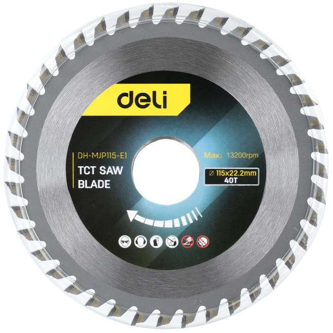 Deli Wood Cutting Disc 115mm 40 Teeth TCT Saw Blade for Wood Cutting DH-MJP115-E1