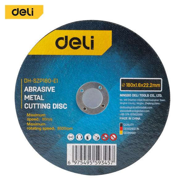Deli abrasive metal cutting disc 180 x 1.6 x 22.2 mm 8500 rpm DH-SZP180-E1