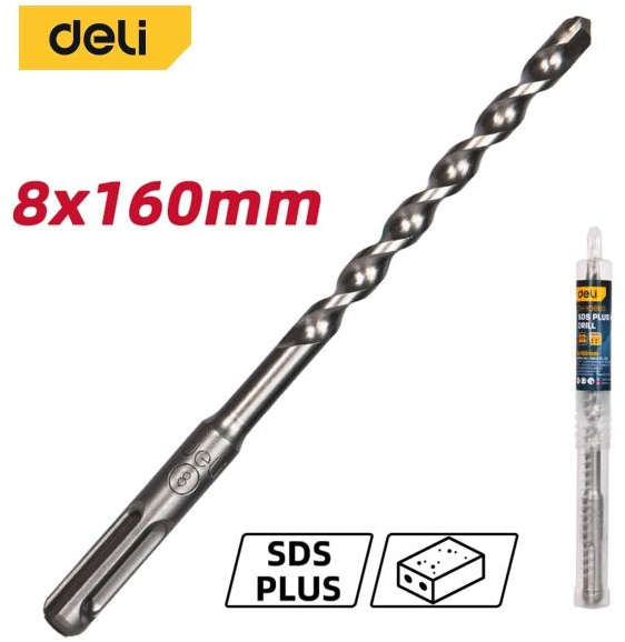 Deli SDS Plus hammer drill bit 8mm diameter 160mm length carbide tip DH-Y08160