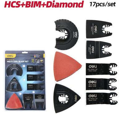 Deli 17 pcs multi-tool blade set for oscillating tools DH-BDJ017-EH1