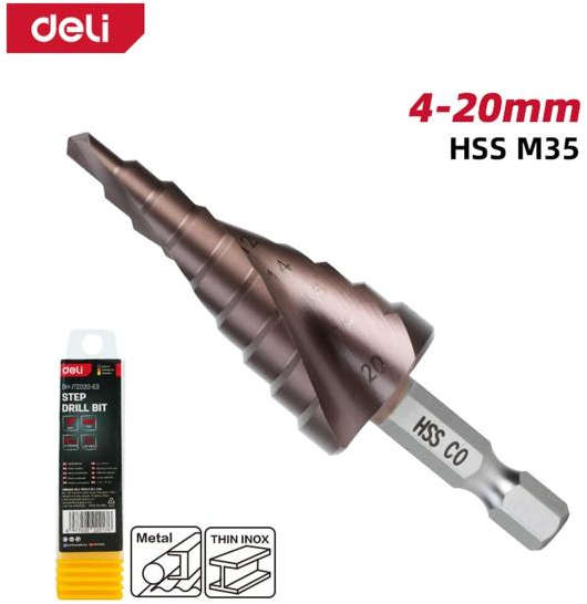 ديلي بريمة حديد مصنوع من فولاذ HSS M35، نطاق المقاسات من 4 إلى 20 مم، ساق سداسي DH-JTZ020-E3