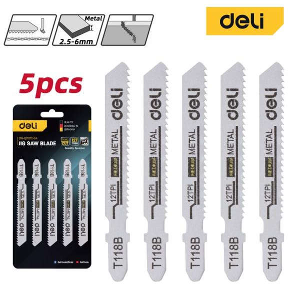 Deli jigsaw blades for metal set, T118B type, 12TPI, 50 mm, 5 pieces DH-QJT012-E4