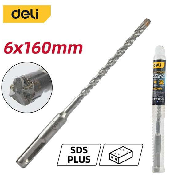 Deli Steel concrete drill bit 6mm diameter 160mm length DH-YCZ16006-E1
