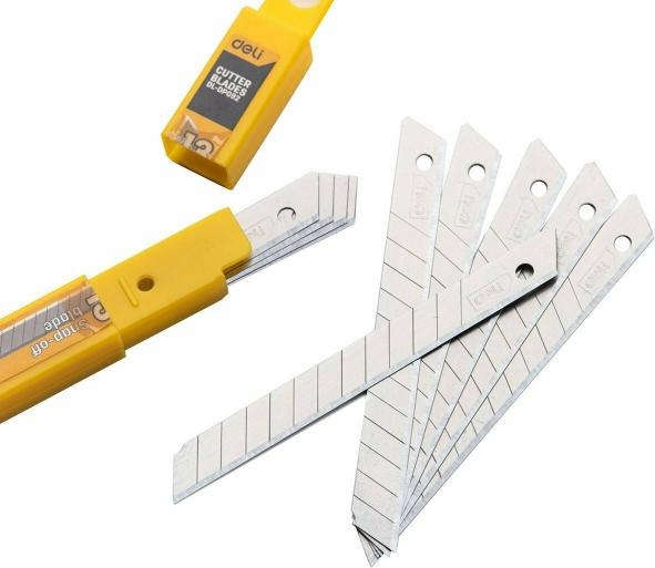 Deli 9 mm snap-off utility knife blades set, 10 pieces, 13 segments, 0.4 mm thickness DL-DP092