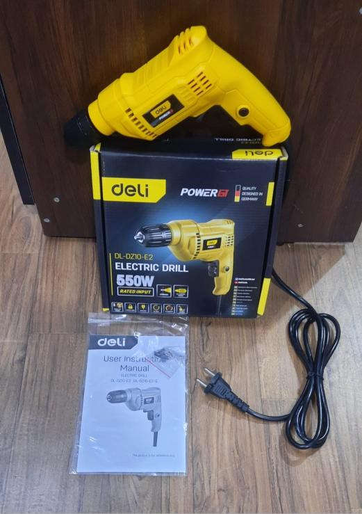 Deli Corded electric drill 10mm chuck 500-550W with variable speed and forward/reverse rotation DL-DZ10-E2
