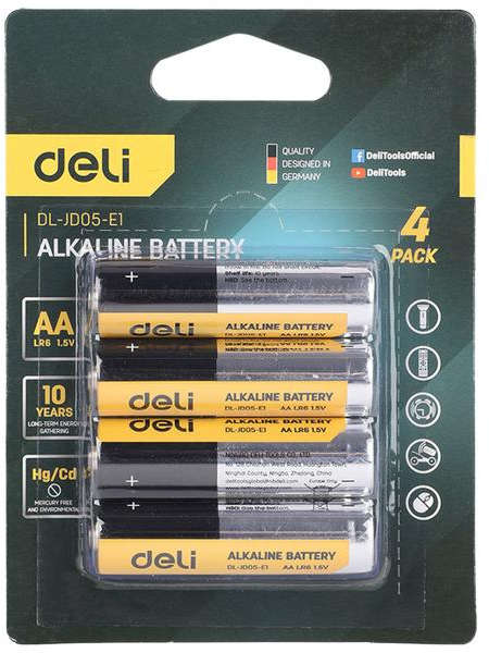 Deli AA alkaline battery 1.5V LR6 4 pcs pack with 10 years shelf life DL-JD05-E1