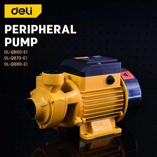 Deli Peripheral clean water pump 370W 0.5HP with 35m max head and 1"x1" inlet/outlet ports DL-QB60-E1