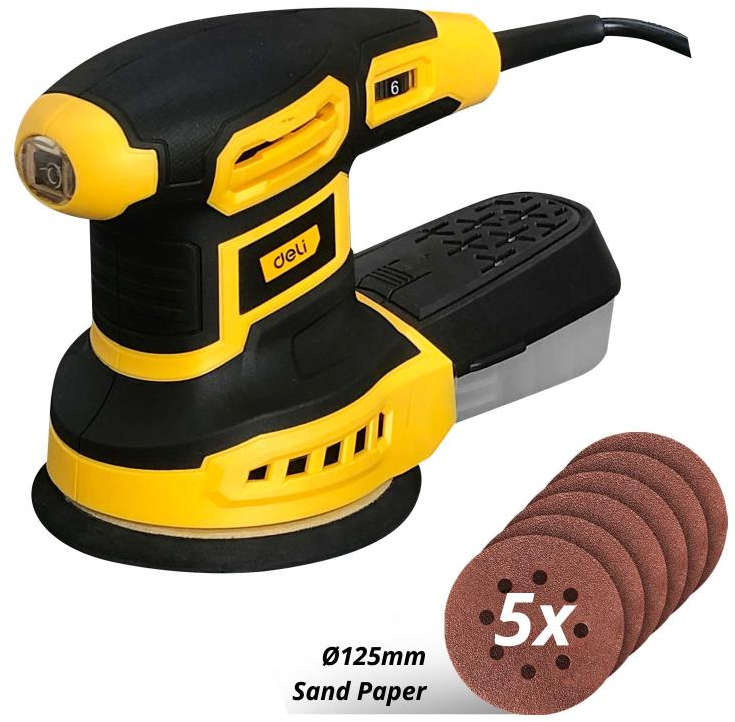 Deli 360W rotary orbital sander with 125mm base and variable speed DL-SG125-E3