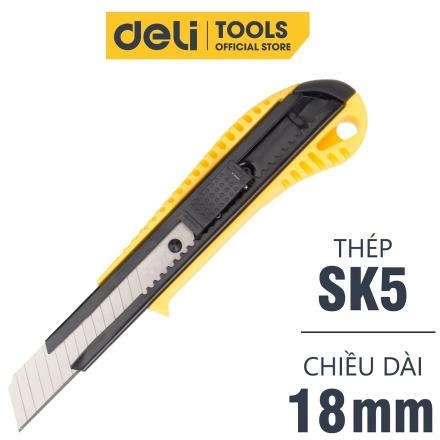 Deli 18mm utility knife with plastic handle and auto-lock mechanism DL003