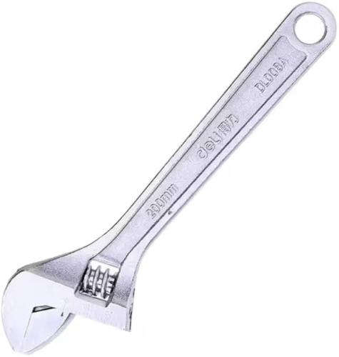 Deli 8-inch adjustable spanner with laser-etched scale and high-carbon steel construction DL008A