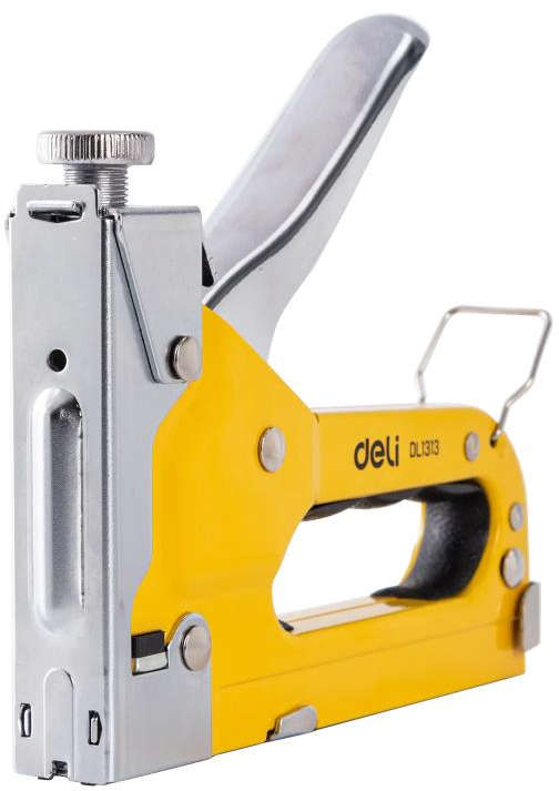 Deli 3-in-1 heavy-duty staple gun with adjustable driving force for D-, U-, and T-shaped staples, staple size 4-14mm DL1313