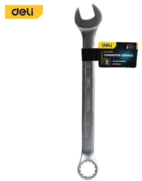 Deli Combination spanner wrench 13mm carbon steel with European concave design DL140013L