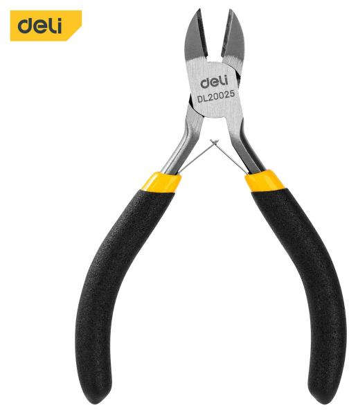 Deli Mini diagonal cutting pliers 5 inches with ergonomic dipped plastic handle for precision wire cutting DL20025