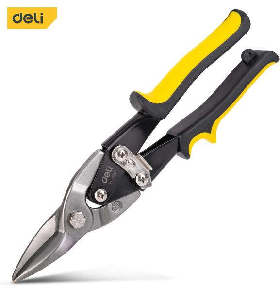 Deli 10 inch straight aviation snip for cutting sheet metal with chrome-vanadium steel blade DL20030