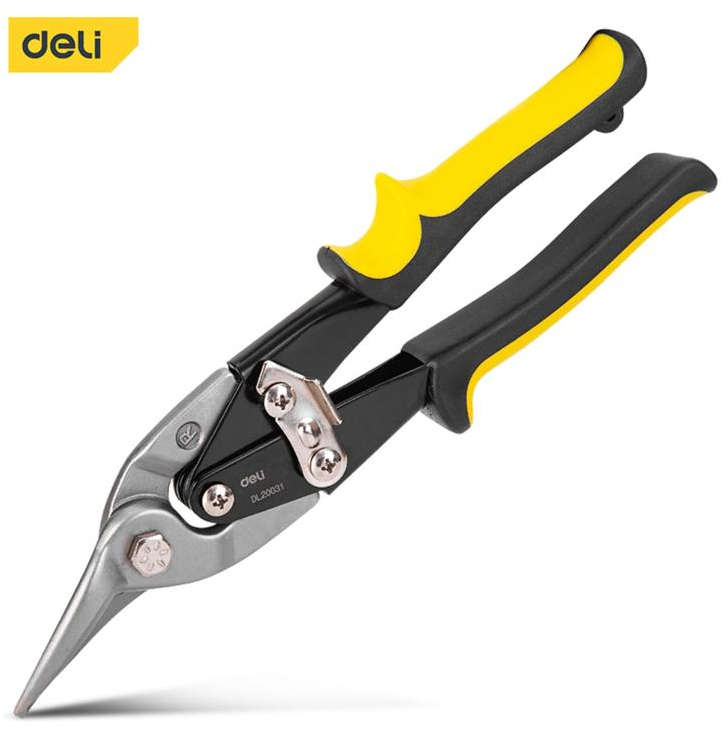 Deli 10 inch Left-cut Aviation Snips with Chromium-Molybdenum Steel Blade and Rubber Handle DL20031