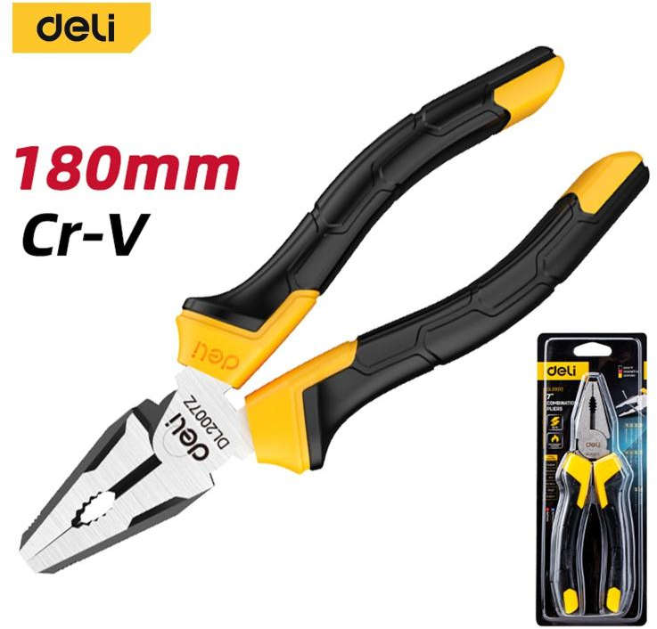 Deli 7-inch professional multi-function wire cutting pliers with chromium vanadium steel construction DL2007Z