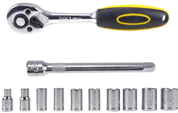 Deli 12pcs 1/2 inch socket wrench set with ratchet and inserts DL2012T