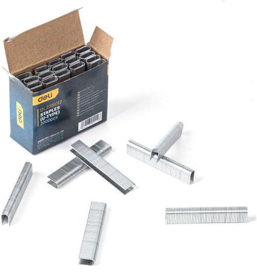 Deli U-type staple pins carbon steel 12 x 6.3 x 1.2 mm 2000 pcs per box DL238012
