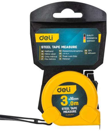 Deli Compact 3m x 16mm steel tape measure with ABS body and metric scale DL280316Y