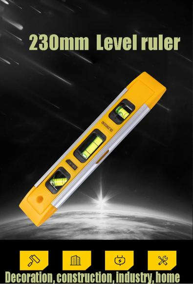 Deli Magnetic spirit level with 3 vials for horizontal, vertical, and 45° measurement, 230mm length DL290230