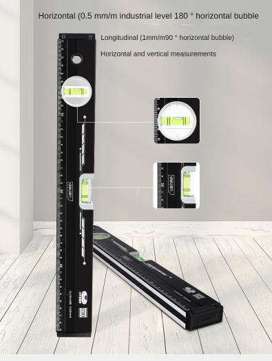 Deli Spirit level with ruler, 500 mm, 2 vials (horizontal & vertical) DL290500B