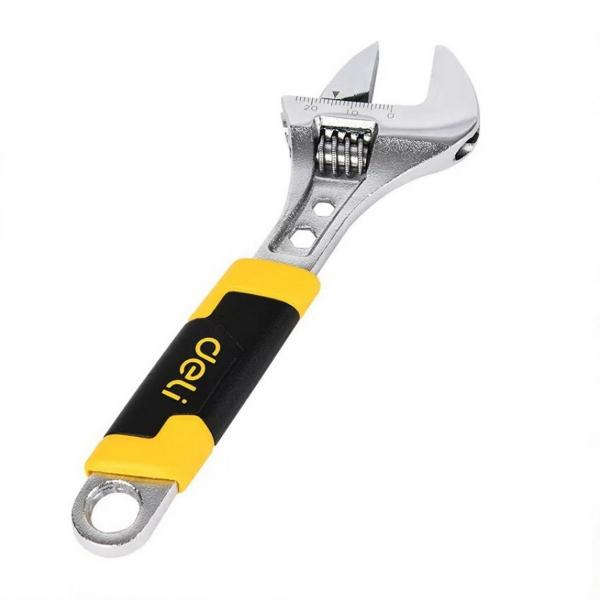 Deli 6-inch (150 mm) adjustable wrench with plastic handle and 20-22 mm jaw opening DL30106