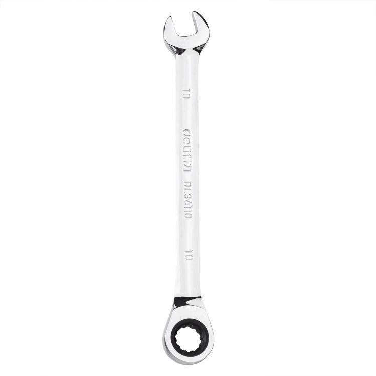 Deli 10mm mirror-finish ratcheting dual-purpose wrench chrome vanadium steel DL34110