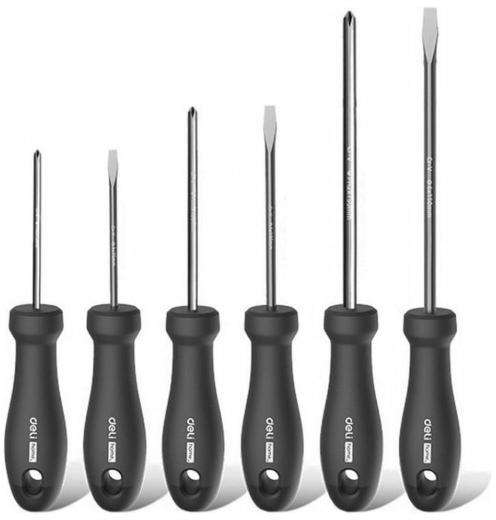 Deli 6 pcs Magnetic Phillips and Slotted Screwdriver Set with Ergonomic Non-Slip Handle and Chrome-Vanadium Steel Shafts HT1006