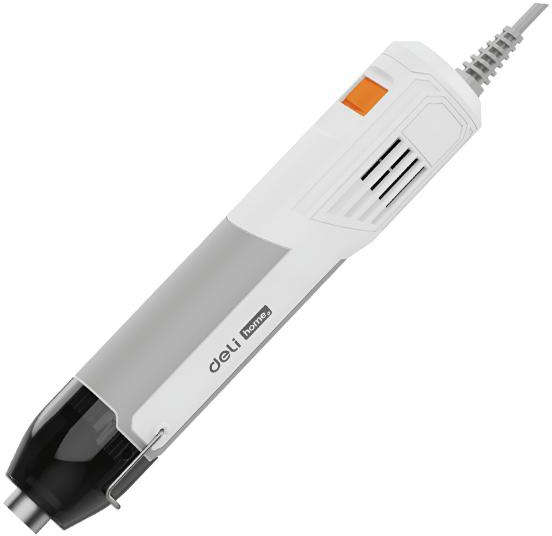 Deli Corded mini heat gun 350W with two temperature settings (230°C and 400°C) and included reflector and flat nozzles DY092