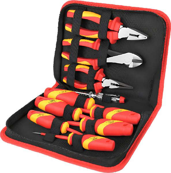 Deli 10-piece insulated tool set with 1000V VDE certification for professional electrical work DQ91003