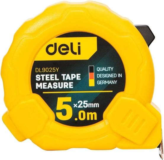 Deli Steel measuring tape 5 meters length and 25 mm blade width DL9025Y